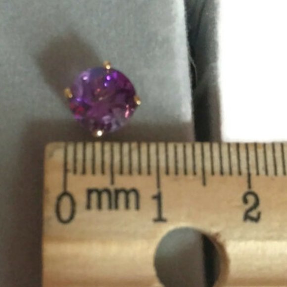 7mm Round Stud Amethyst Earrings 14K Prong Set NEW - Picture 10 of 10